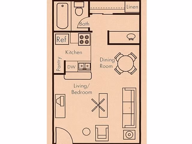 Studio (0x1)-no patio 0357 floor plan